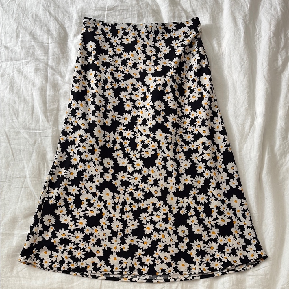 Floral Black and White Skirt